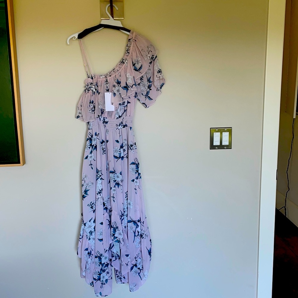 MISA Los Angeles Floral One Shoulder Dress